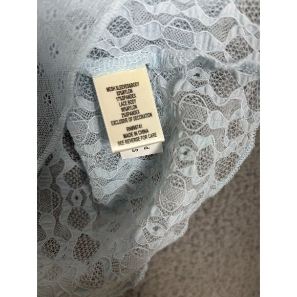 Self Esteem Juniors' Sheer Boat-Neck Long-Sleeve Mesh Top Blue Size Small NWOT's - Picture 7 of 8